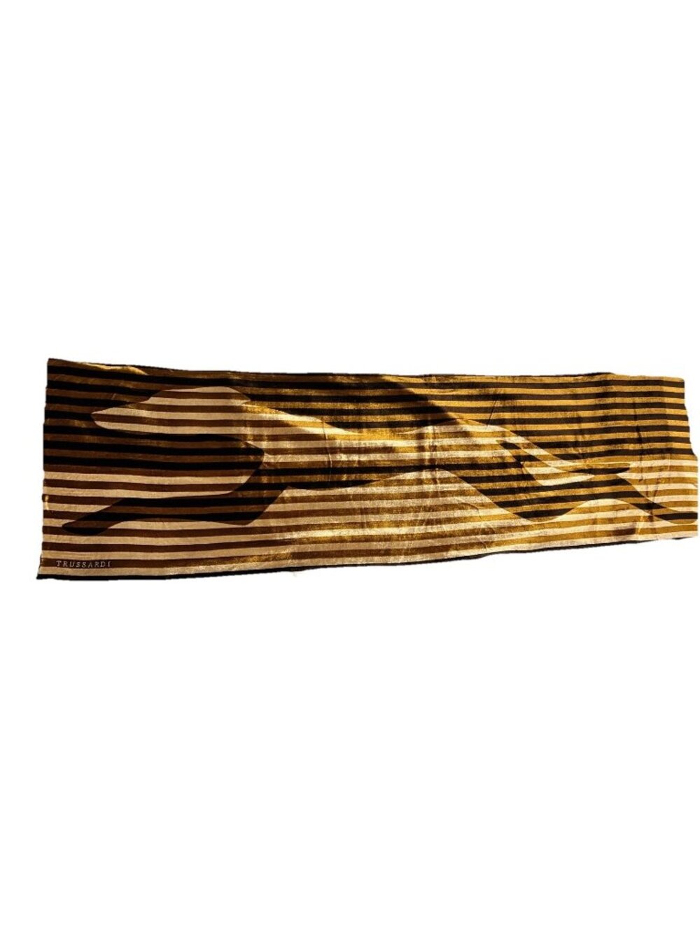 VTG TRUSSARDI Greyhound Dog Pop Art MCM Logo Velvet Silk Blend Scarf  Wide